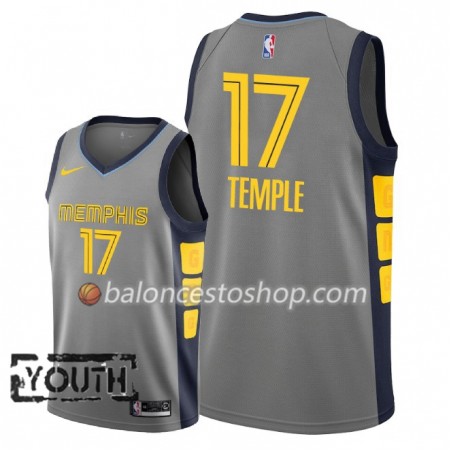 Camiseta Niños NBA Memphis Grizzlies Garrett Temple 17 2018-19 Nike City Edition Gris Swingman